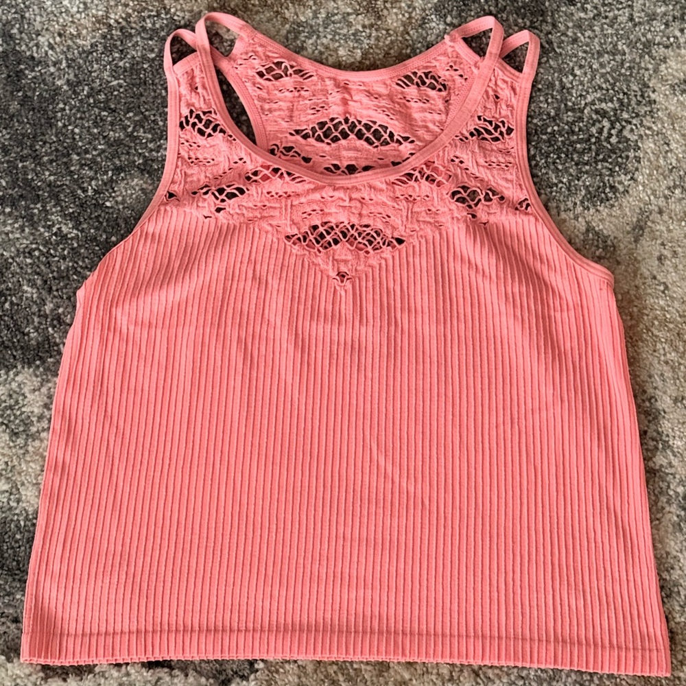 Aeropostale Pink Lace Detail Tank Top